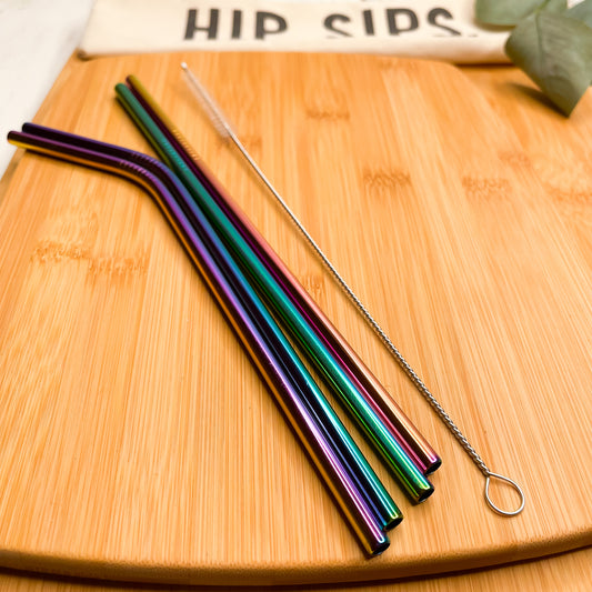 Iridescent Stainless Steel Straw Pack - Hip Sips