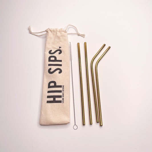 Gold Stainless Steel Straw Pack - Hip Sips