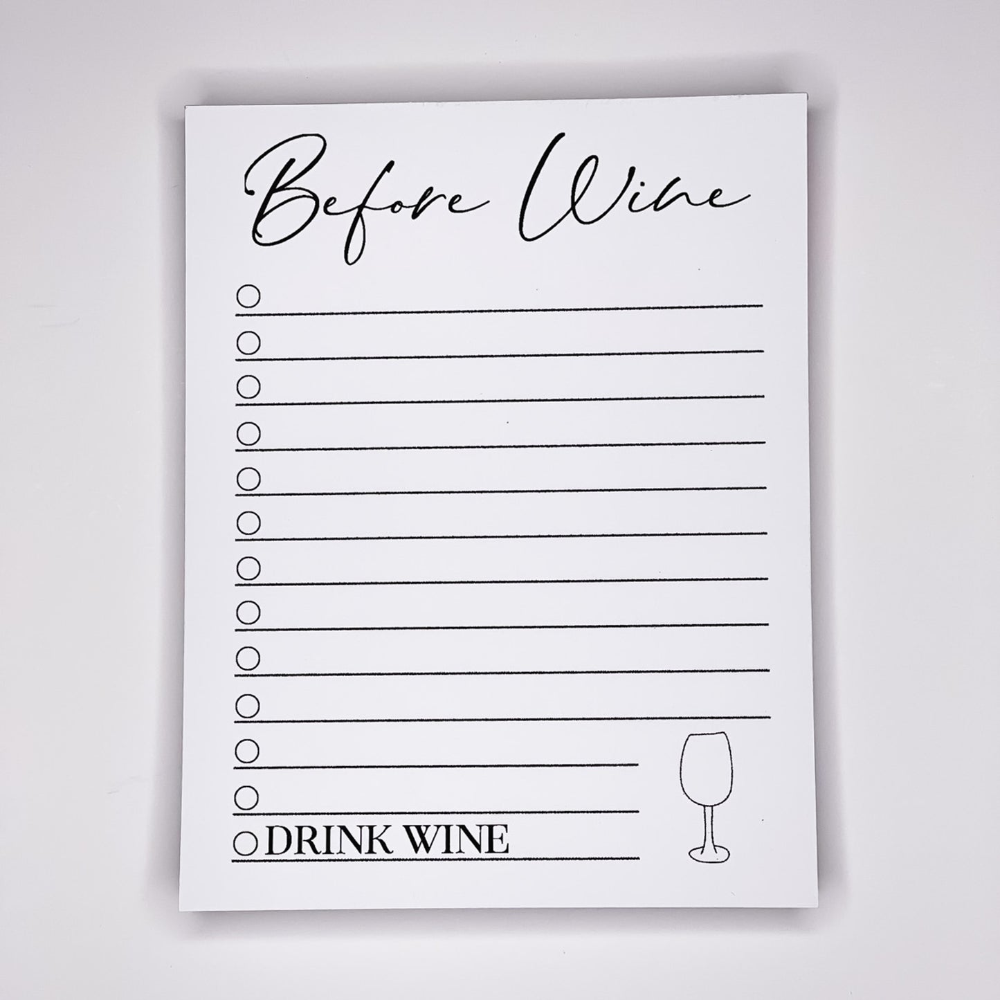 Before Wine List - Notepad
