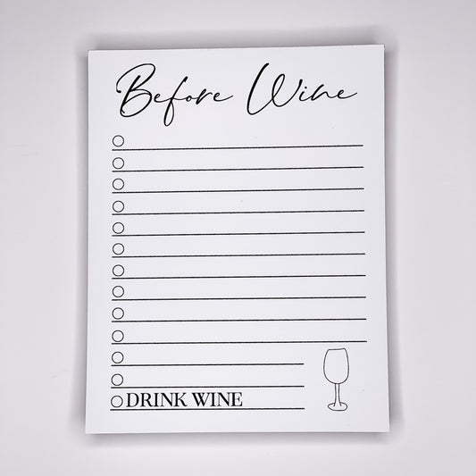 Before Wine List - Notepad