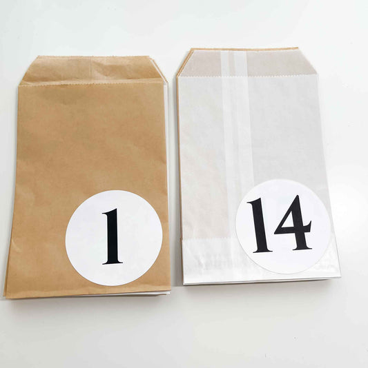 White/Kraft - Paper Advent Calendar Bags